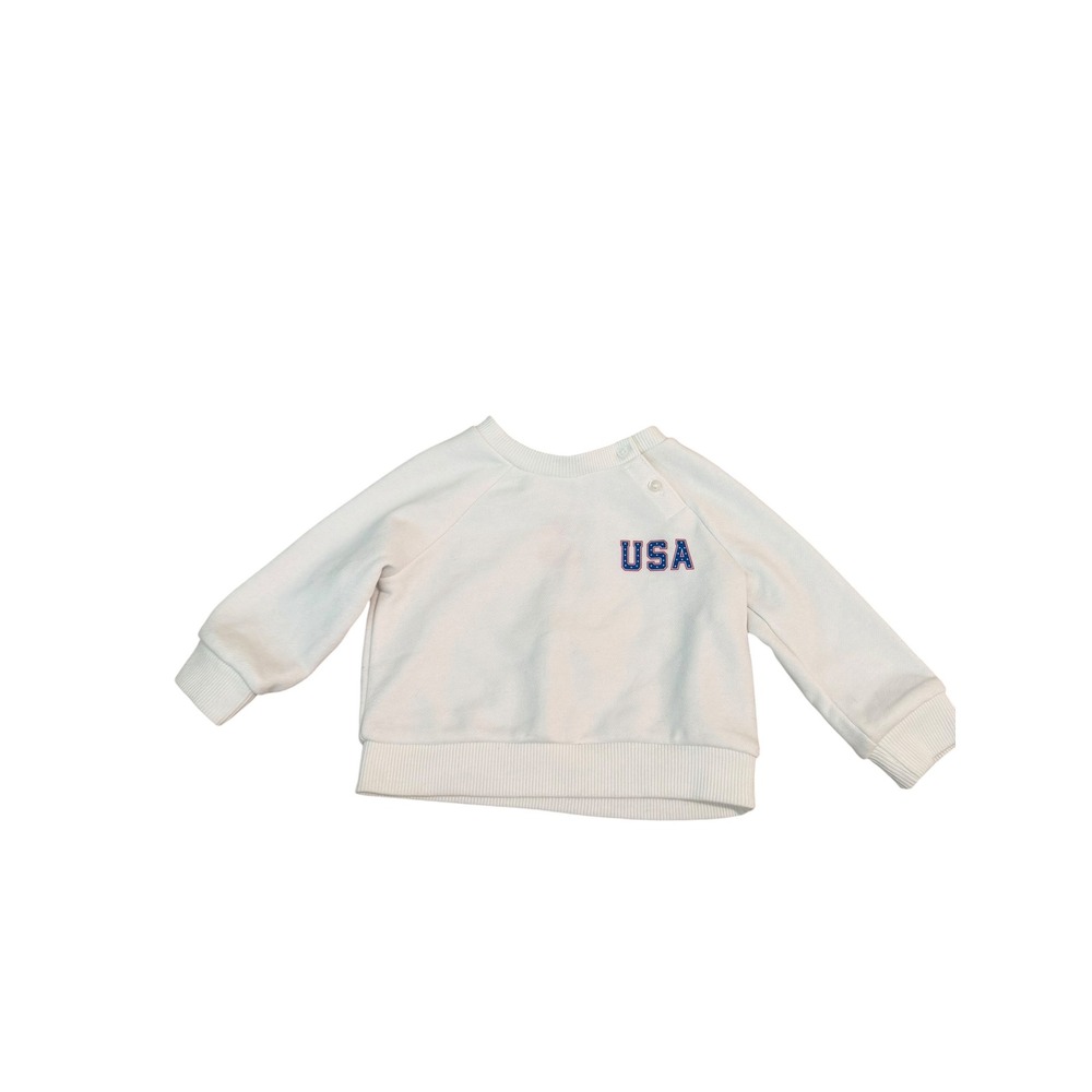 Cat & Jack White Sweatshirt Baby USA Flag Patriotic Cotton Blend NWT 3M-6M